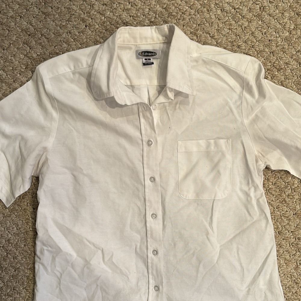 Edwards White Button Down Work Shirt size S - Picture 2 of 3